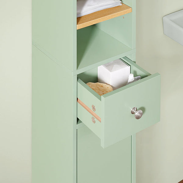 Badezimmer Hochschrank | Badschrank mit 5 Fächern | Badregal Hellgrün