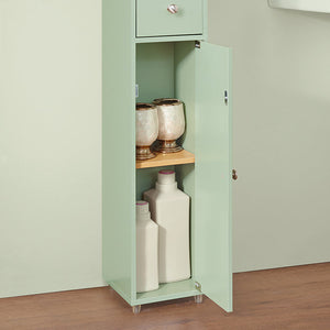 Badezimmer Hochschrank | Badschrank mit 5 Fächern | Badregal Hellgrün