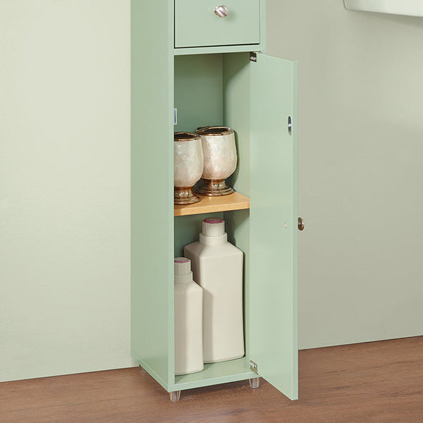 Badezimmer Hochschrank | Badschrank mit 5 Fächern | Badregal Hellgrün