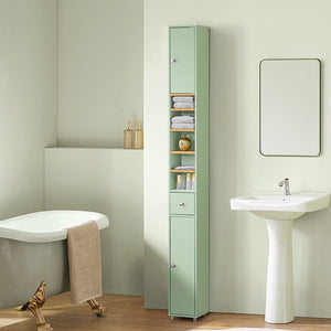 Badezimmer Hochschrank | Badschrank mit 5 Fächern | Badregal Hellgrün