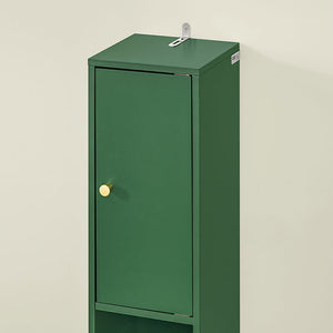 Badezimmer Hochschrank Badschrank mit 5 Fächern schmal Badregal Grün