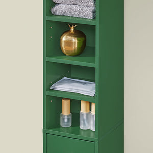 Badezimmer Hochschrank Badschrank mit 5 Fächern schmal Badregal Grün