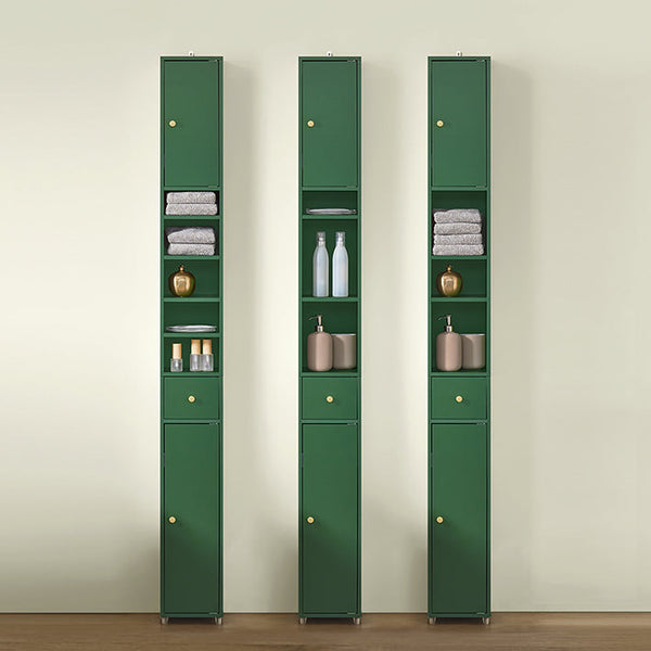 Badezimmer Hochschrank Badschrank mit 5 Fächern schmal Badregal Grün