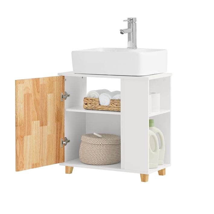 Waschbeckenunterschrank Waschtisch Badschrank Weiß-Natur BZR75-W