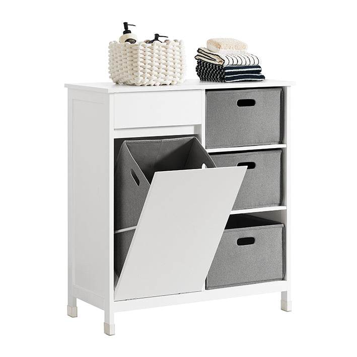 Wäscheschrank Wäschesammler Wäschekorb Badezimmerschrank Weiss BZR77-W