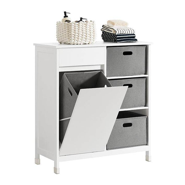 Wäscheschrank Wäschesammler Wäschekorb Badezimmerschrank Weiss BZR77-W
