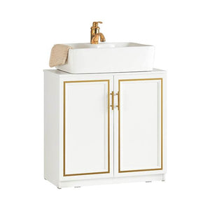 Waschbeckenunterschrank Badschrank Waschtisch Weiß+Gold BZR86-W
