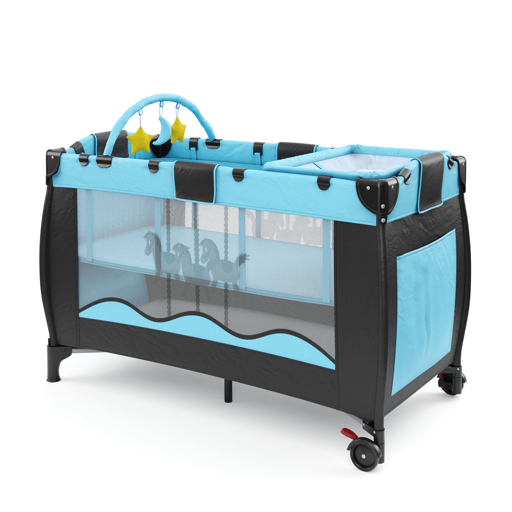 Lit de voyage pour bébé et enfant bleu clair