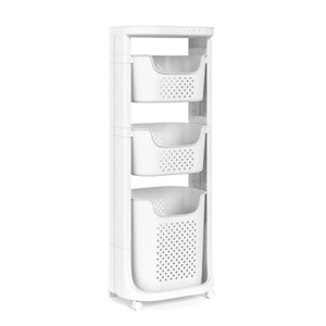 Badezimmerregal Wäschekorb auf Rollen 35L weiss