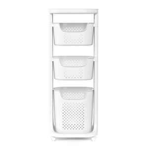 Badezimmerregal Wäschekorb auf Rollen 35L weiss