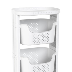 Badezimmerregal Wäschekorb auf Rollen 35L weiss