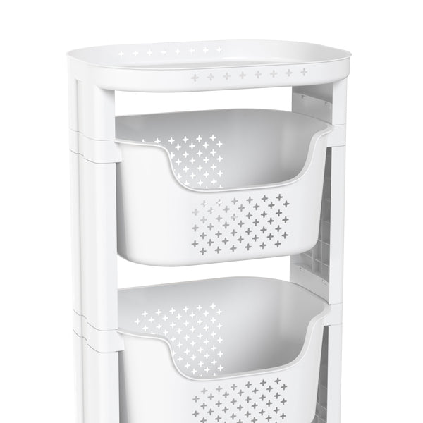 Badezimmerregal Wäschekorb auf Rollen 35L weiss