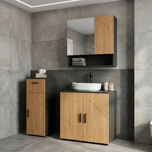 Badezimmerschrank AQUALIA 30 x 30 x 81 cm braun/schwarz