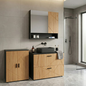 Badezimmerschrank AQUALIA 60 x 30 x 81 cm braun/schwarz