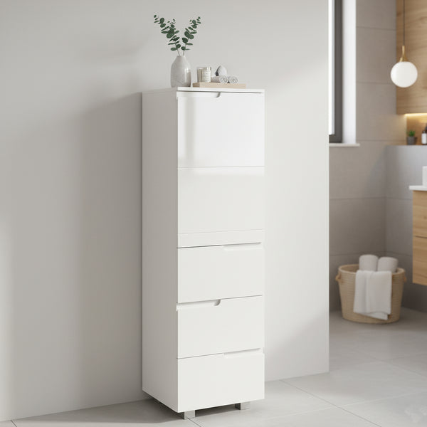 Badezimmerschrank AVILA 40 x 135 cm Hochglanz weiss