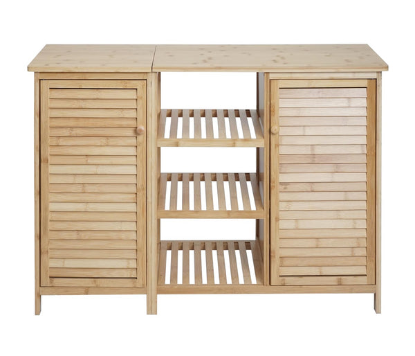 Badezimmerschrank Badschrank Badregal 2 Türen Bambus 87x99x33cm