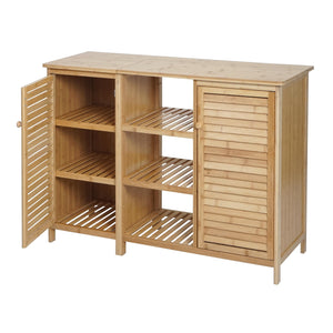 Badezimmerschrank Badschrank Badregal 2 Türen Bambus 87x99x33cm