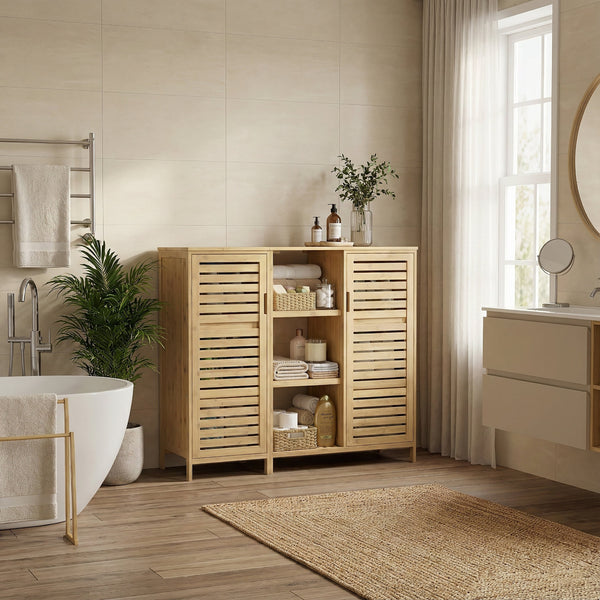 Badezimmerschrank Bambus SANOVA 100 x 33 x 87 cm natur