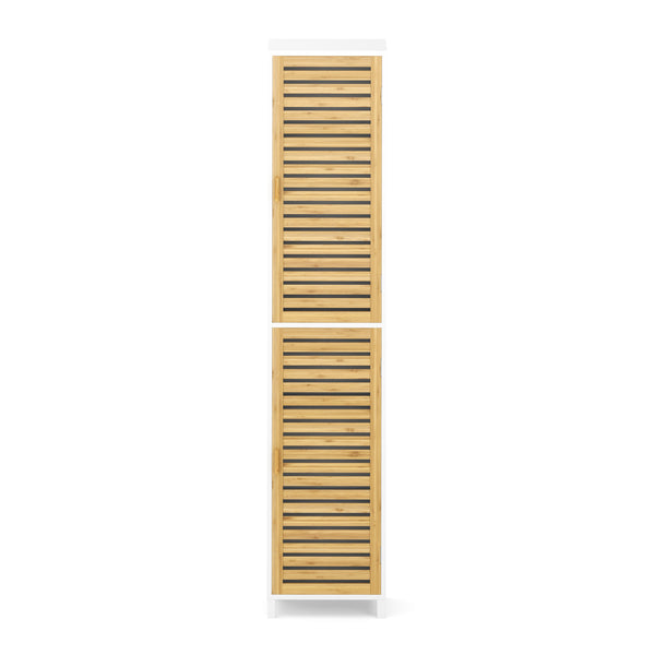 Badezimmerschrank Bambus SVALA 40 x 30 x 190 cm natur/weiss