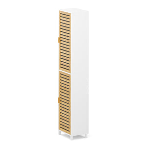 Badezimmerschrank Bambus SVALA 40 x 30 x 190 cm natur/weiss