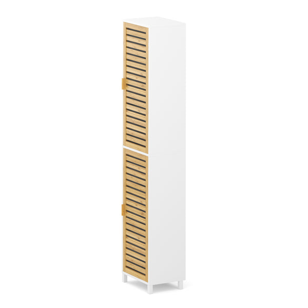 Badezimmerschrank Bambus SVALA 40 x 30 x 190 cm natur/weiss
