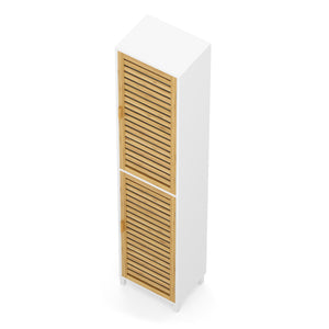 Badezimmerschrank Bambus SVALA 40 x 30 x 190 cm natur/weiss
