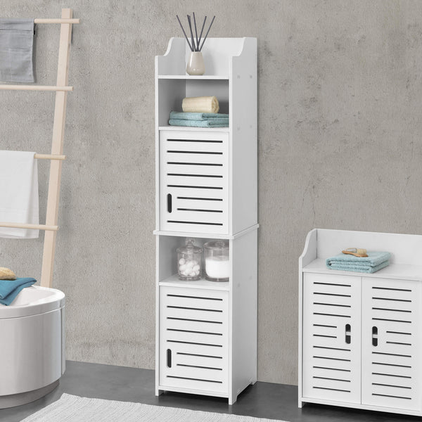 Mobile bagno Mora 135x32x32 cm con 3 ripiani, WPC bianco 