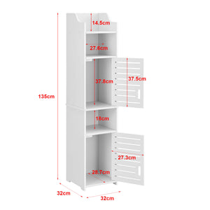 Mobile bagno Mora 135x32x32 cm con 3 ripiani, WPC bianco 