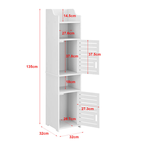 Mobile bagno Mora 135x32x32 cm con 3 ripiani, WPC bianco 