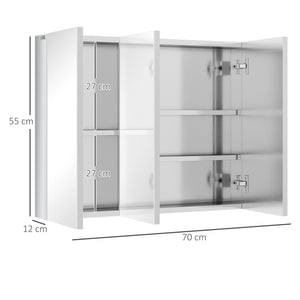 Badezimmerschrank Spiegelschrank Edelstahl Silber 70x12x55cm