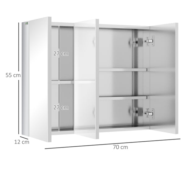 Badezimmerschrank Spiegelschrank Edelstahl Silber 70x12x55cm