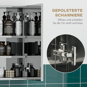 Badezimmerschrank Spiegelschrank Edelstahl Silber 70x12x55cm