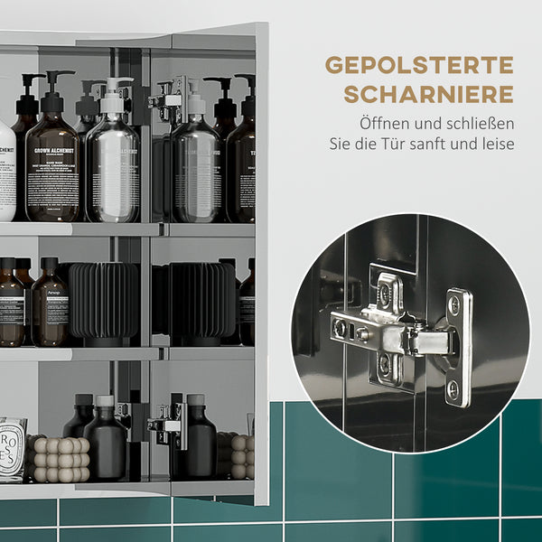 Badezimmerschrank Spiegelschrank Edelstahl Silber 70x12x55cm