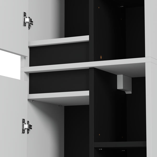 Badezimmerschrank VODA 50 x 33 x 170 cm weiss/schwarz