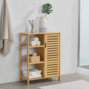 Mobiletto da bagno in bambù Vetlanda 87x66x33 cm 