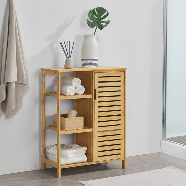 Mobiletto da bagno in bambù Vetlanda 87x66x33 cm 