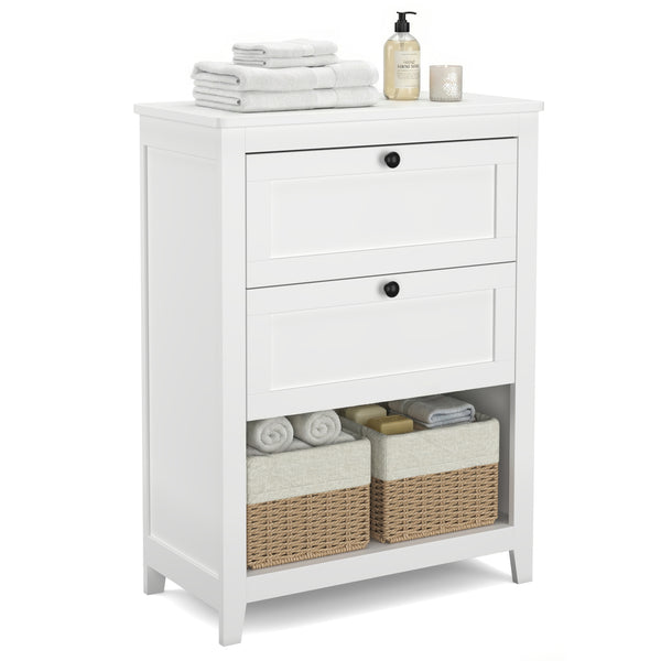 Badezimmerschrank mit 2 Körben 60 x 30 x 80 cm weiss