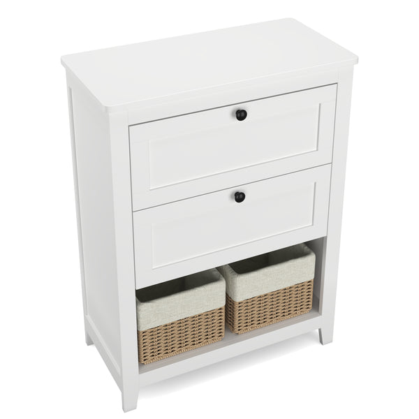 Badezimmerschrank mit 2 Körben 60 x 30 x 80 cm weiss
