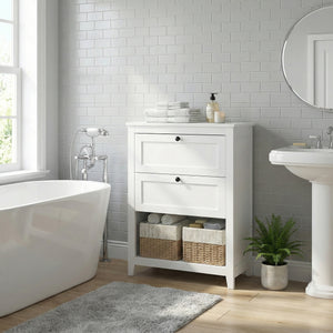 Badezimmerschrank mit 2 Körben 60 x 30 x 80 cm weiss