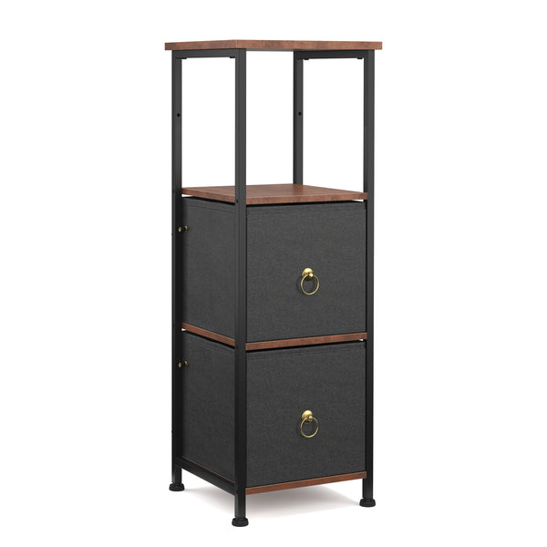 Badezimmerregal mit 2 Stoffschubladen 30 x 86 cm braun/schwarz