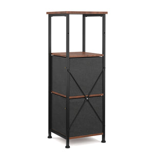 Badezimmerregal mit 2 Stoffschubladen 30 x 86 cm braun/schwarz