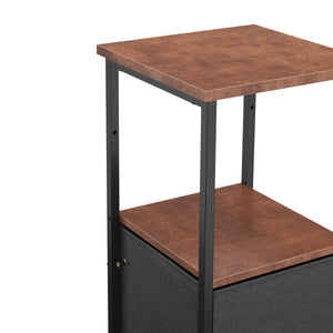 Badezimmerregal mit 2 Stoffschubladen 30 x 86 cm braun/schwarz