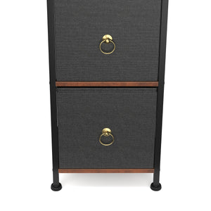 Badezimmerregal mit 2 Stoffschubladen 30 x 86 cm braun/schwarz