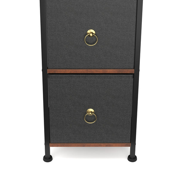 Badezimmerregal mit 2 Stoffschubladen 30 x 86 cm braun/schwarz