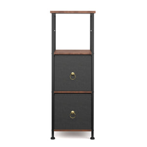Badezimmerregal mit 2 Stoffschubladen 30 x 86 cm braun/schwarz
