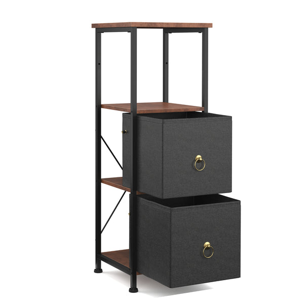 Badezimmerregal mit 2 Stoffschubladen 30 x 86 cm braun/schwarz