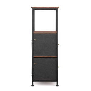 Badezimmerregal mit 2 Stoffschubladen 30 x 86 cm braun/schwarz