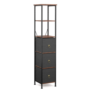 Badezimmerregal mit 3 Stoffschubladen 30 x 141 cm braun/schwarz