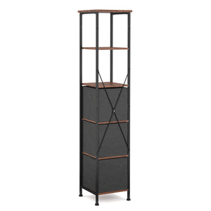 Badezimmerregal mit 3 Stoffschubladen 30 x 141 cm braun/schwarz