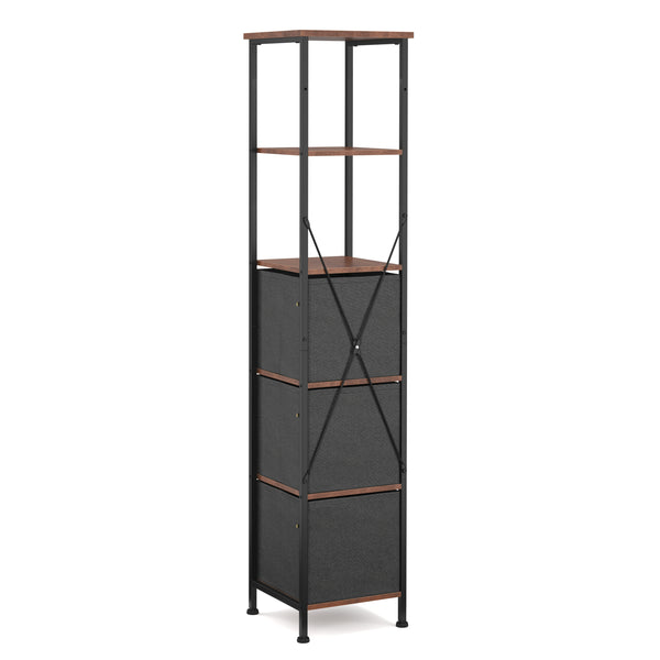 Badezimmerregal mit 3 Stoffschubladen 30 x 141 cm braun/schwarz